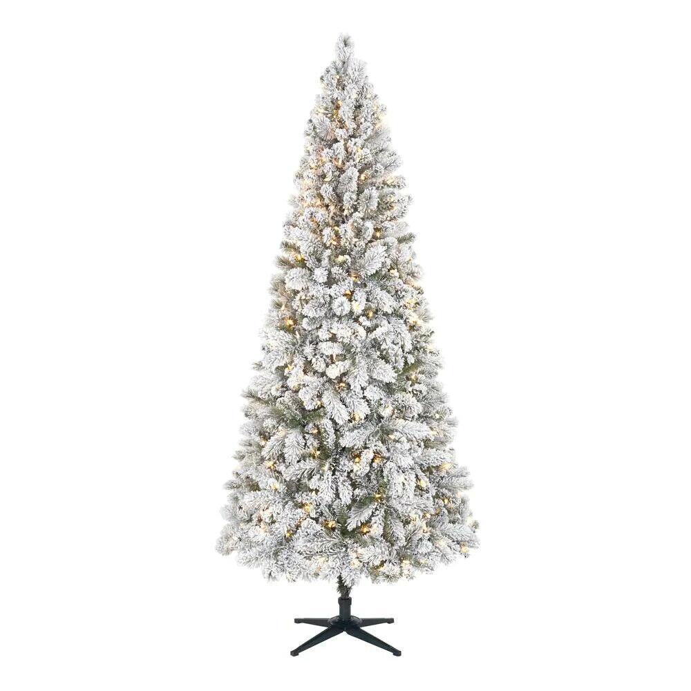 7.5 ft Needle Flocked Slim LED Pre-Lit Tree 350 SureBright Warm White Lights