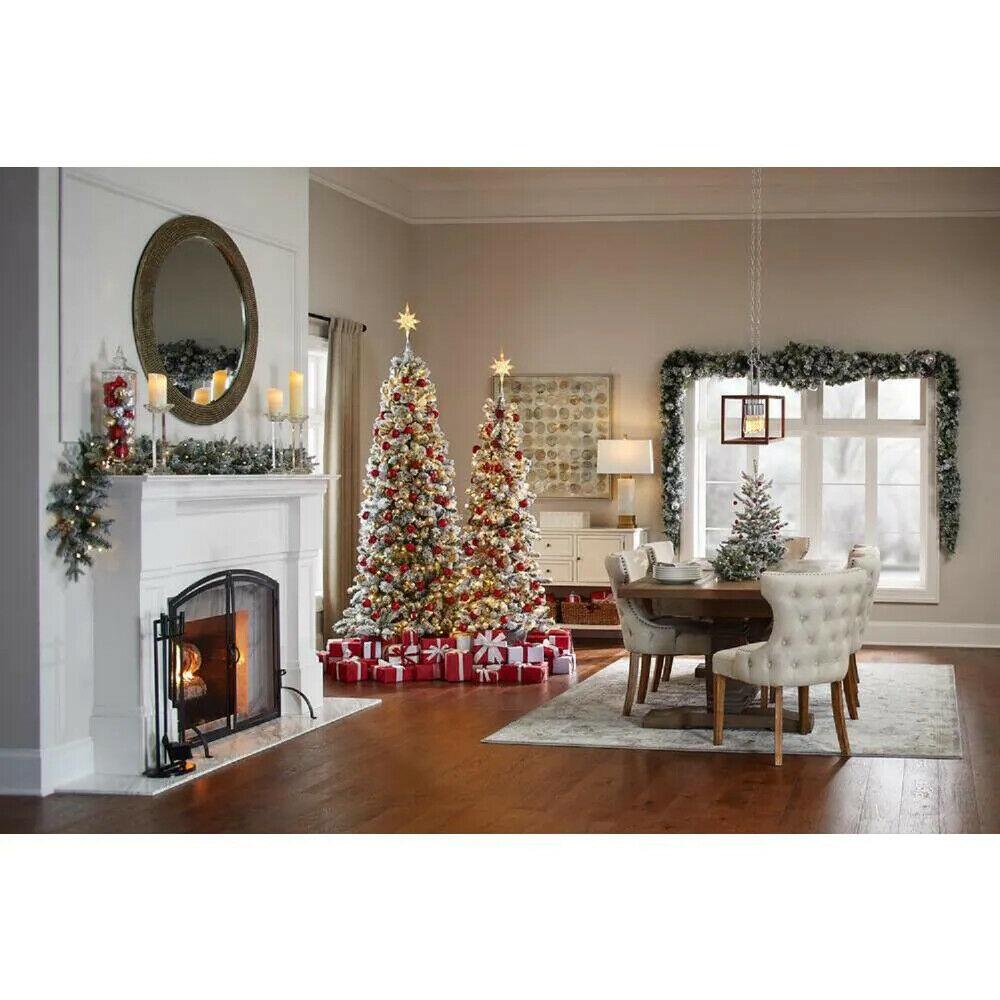7.5 ft Needle Flocked Slim LED Pre-Lit Tree 350 SureBright Warm White Lights