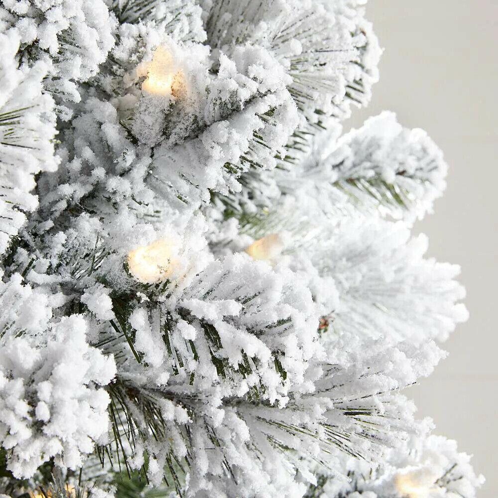 7.5 ft Needle Flocked Slim LED Pre-Lit Tree 350 SureBright Warm White Lights