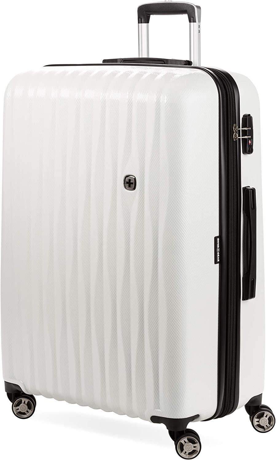 7272 Energie Expandable Hard-Sided Luggage With Spinner Wheels &amp; TSA Lock, White, 27”