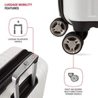 7272 Energie Expandable Hard-Sided Luggage With Spinner Wheels &amp; TSA Lock, White, 27”