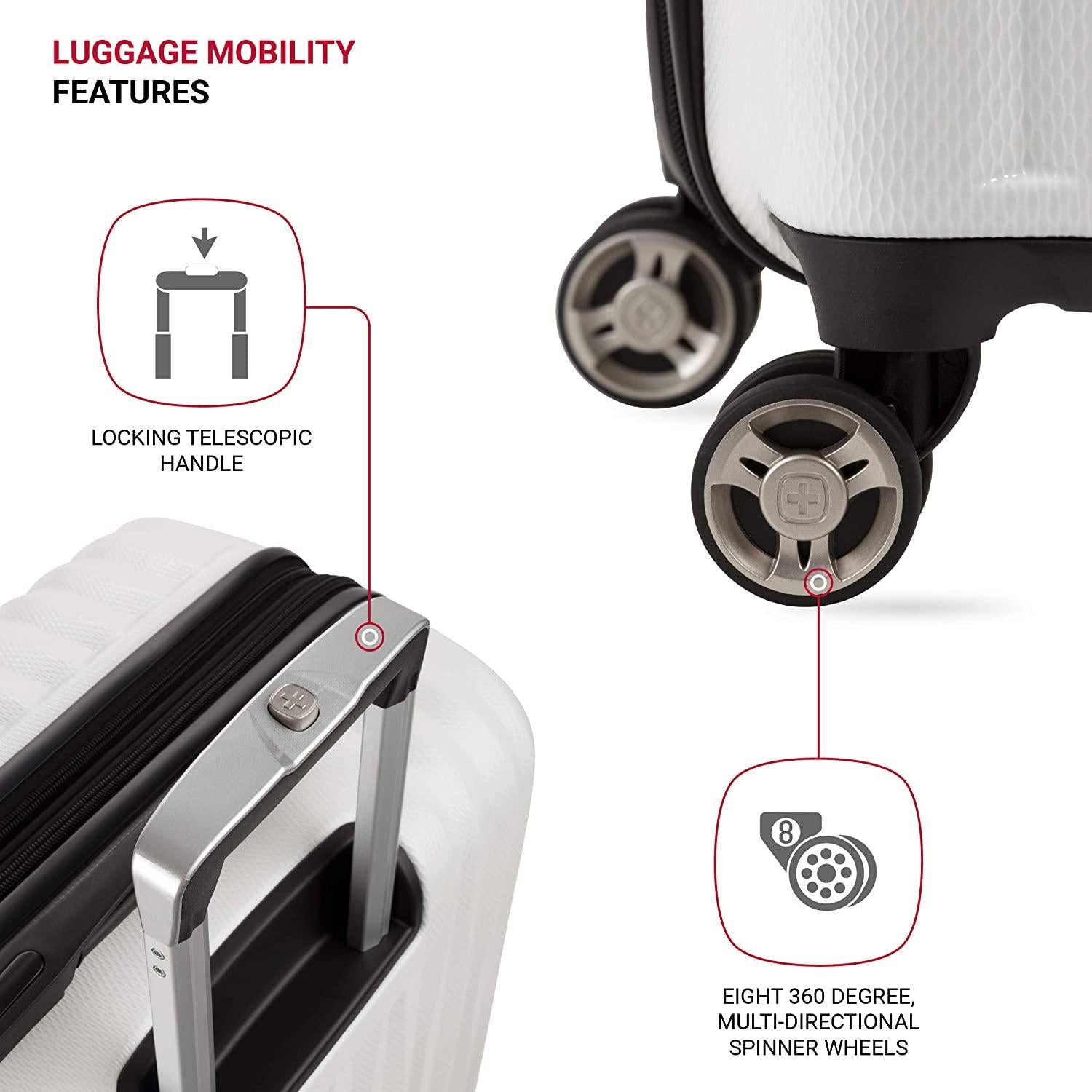 7272 Energie Expandable Hard-Sided Luggage With Spinner Wheels &amp; TSA Lock, White, 27”