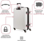 7272 Energie Expandable Hard-Sided Luggage With Spinner Wheels &amp; TSA Lock, White, 27”
