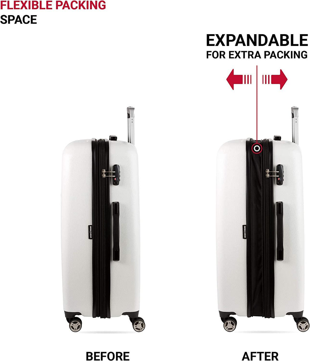 7272 Energie Expandable Hard-Sided Luggage With Spinner Wheels &amp; TSA Lock, White, 27”