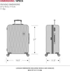 7272 Energie Expandable Hard-Sided Luggage With Spinner Wheels &amp; TSA Lock, White, 27”