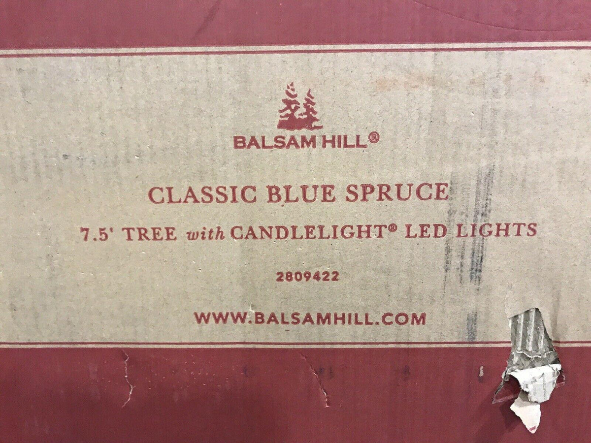 Open Box Balsam Hill Classic Blue Spruce 7.5' Tree with Candlelight LED Lights