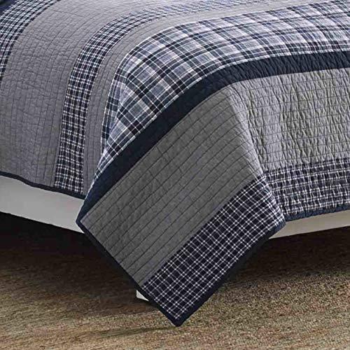 Nautica | Adleson Collection | Cotton Reversible and Light-Weight Quilt Bedspread, Pre-Washed for Extra Comfort, Easy Care Machine Washable, Full/Queen, Blue/Grey