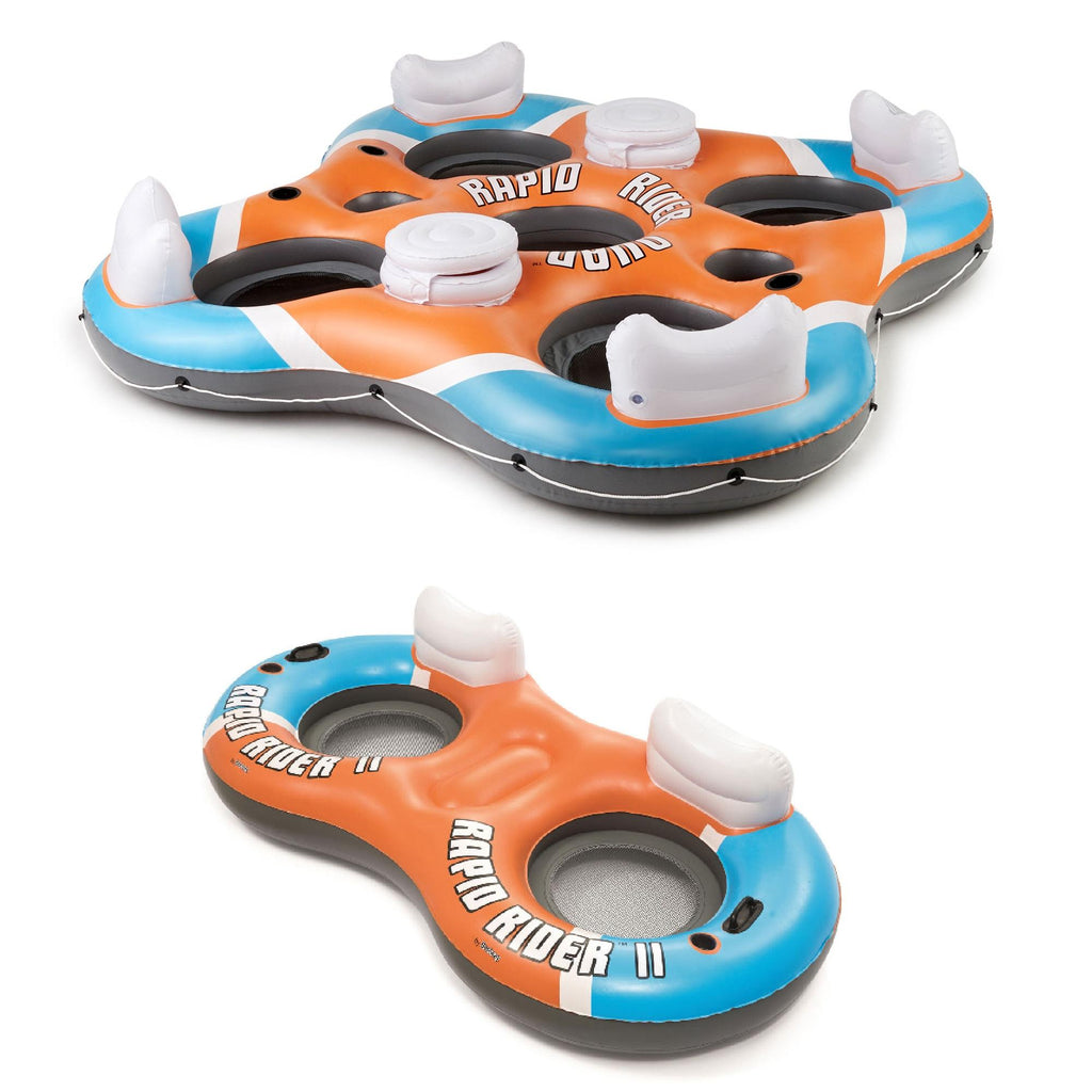 Rapid Rider 4 Person Floating Island Raft and Rapid Rider 2 Person Tube