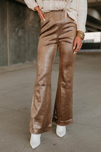 brown snake print flared pants