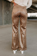 brown snake print flared pants