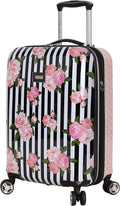 er 20 Inch Carry On - Expandable (ABS + PC) Hardside Luggage - Lightweight Durable Suitcase With 8-Rolling Spinner Wheels for Women (Stripe Roses)