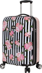 er 20 Inch Carry On - Expandable (ABS + PC) Hardside Luggage - Lightweight Durable Suitcase With 8-Rolling Spinner Wheels for Women (Stripe Roses)