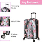 er 20 Inch Carry On - Expandable (ABS + PC) Hardside Luggage - Lightweight Durable Suitcase With 8-Rolling Spinner Wheels for Women (Stripe Roses)