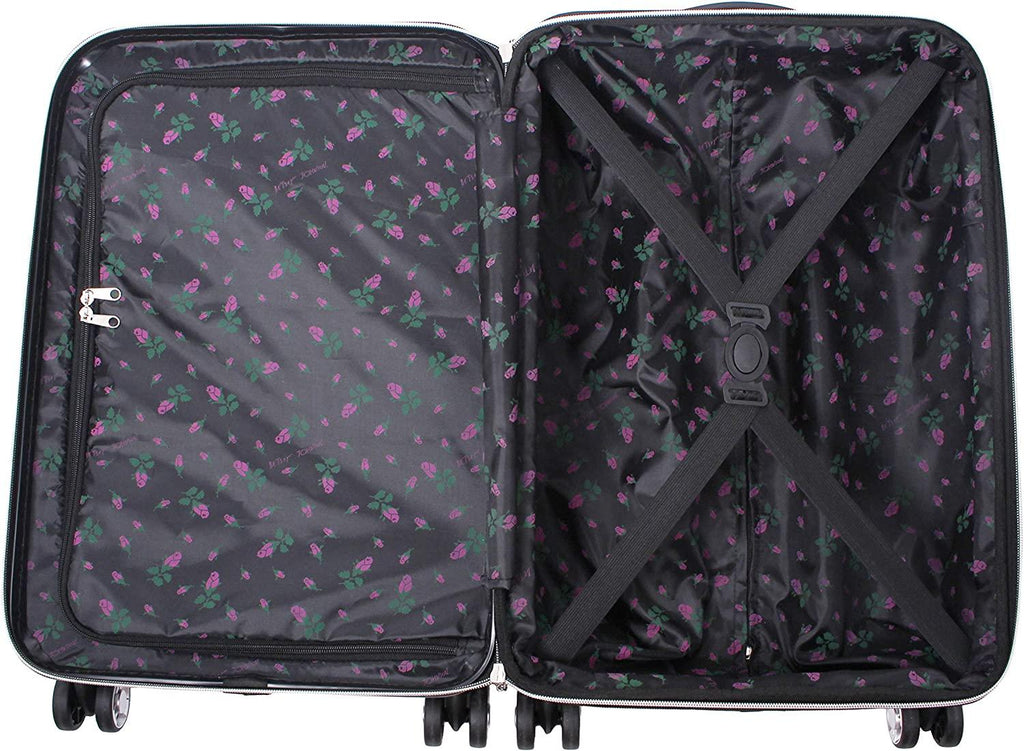 er 20 Inch Carry On - Expandable (ABS + PC) Hardside Luggage - Lightweight Durable Suitcase With 8-Rolling Spinner Wheels for Women (Stripe Roses)
