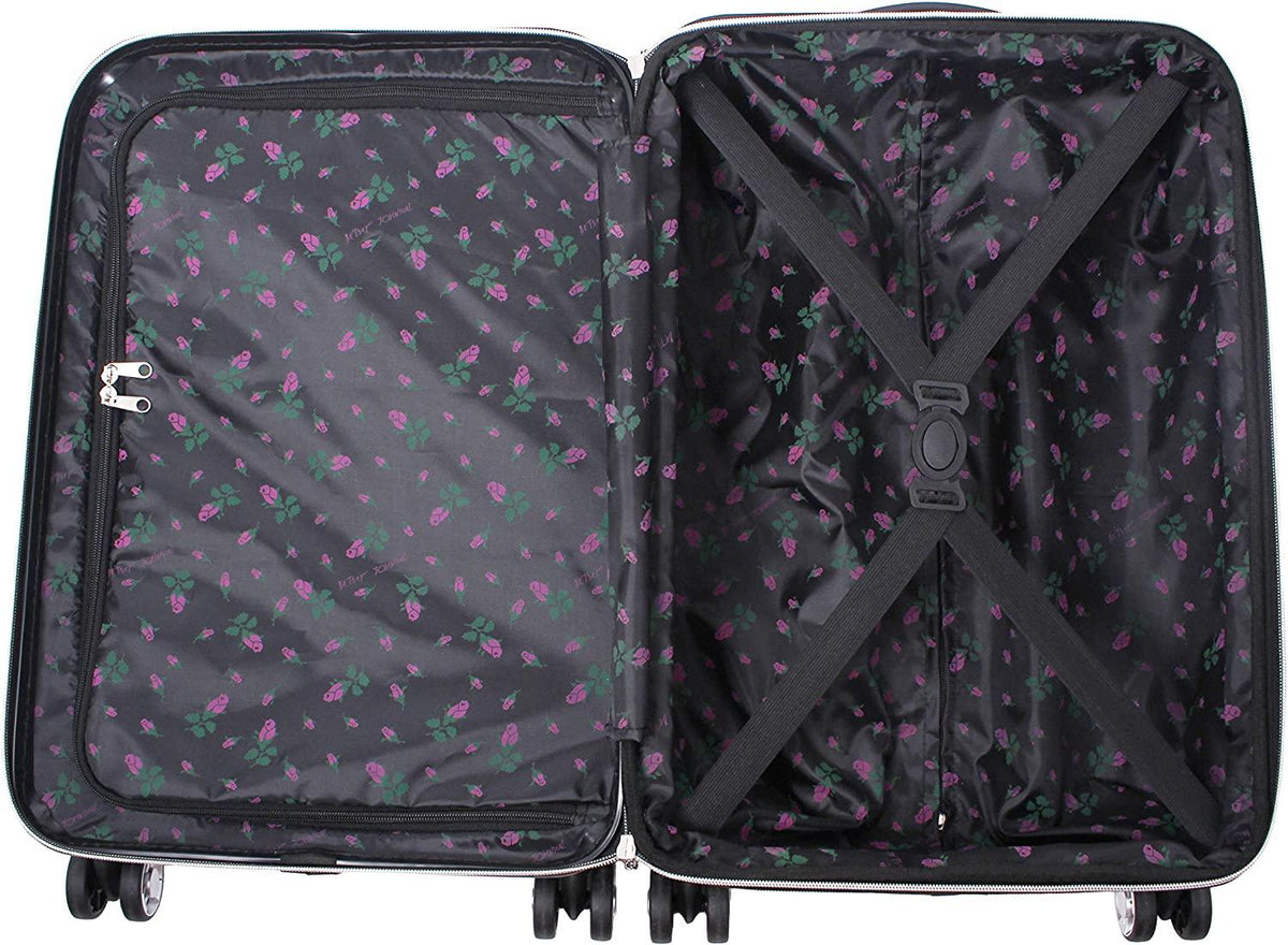 er 20 Inch Carry On - Expandable (ABS + PC) Hardside Luggage - Lightweight Durable Suitcase With 8-Rolling Spinner Wheels for Women (Stripe Roses)