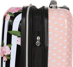 er 20 Inch Carry On - Expandable (ABS + PC) Hardside Luggage - Lightweight Durable Suitcase With 8-Rolling Spinner Wheels for Women (Stripe Roses)