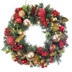 30 in. Artificial Pre-Lit LED Scarlet Hydrangea Wreath