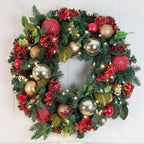 30 in. Artificial Pre-Lit LED Scarlet Hydrangea Wreath