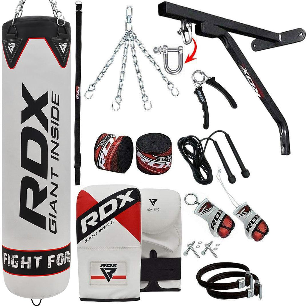 RDX Punching Bag for Boxing Training, Filled Heavy Bag Set with Punching Gloves, Chain, Wall Bracket, Great for Grappling, MMA, Kickboxing, Muay Thai, Karate, BJJ &amp; Taekwondo, 17 pcs 5FT/4FT