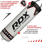 RDX Punching Bag for Boxing Training, Filled Heavy Bag Set with Punching Gloves, Chain, Wall Bracket, Great for Grappling, MMA, Kickboxing, Muay Thai, Karate, BJJ &amp; Taekwondo, 17 pcs 5FT/4FT
