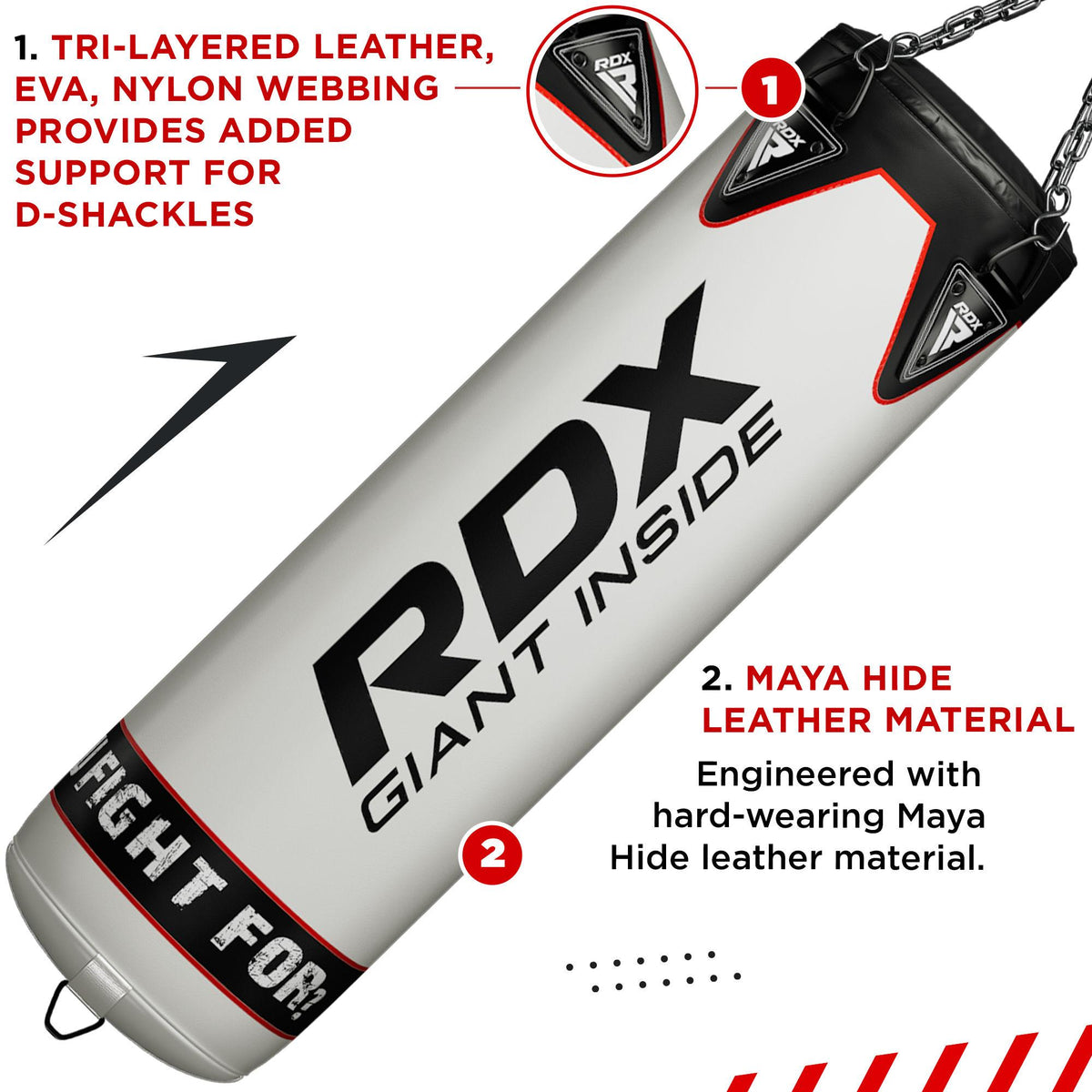 RDX Punching Bag for Boxing Training, Filled Heavy Bag Set with Punching Gloves, Chain, Wall Bracket, Great for Grappling, MMA, Kickboxing, Muay Thai, Karate, BJJ &amp; Taekwondo, 17 pcs 5FT/4FT