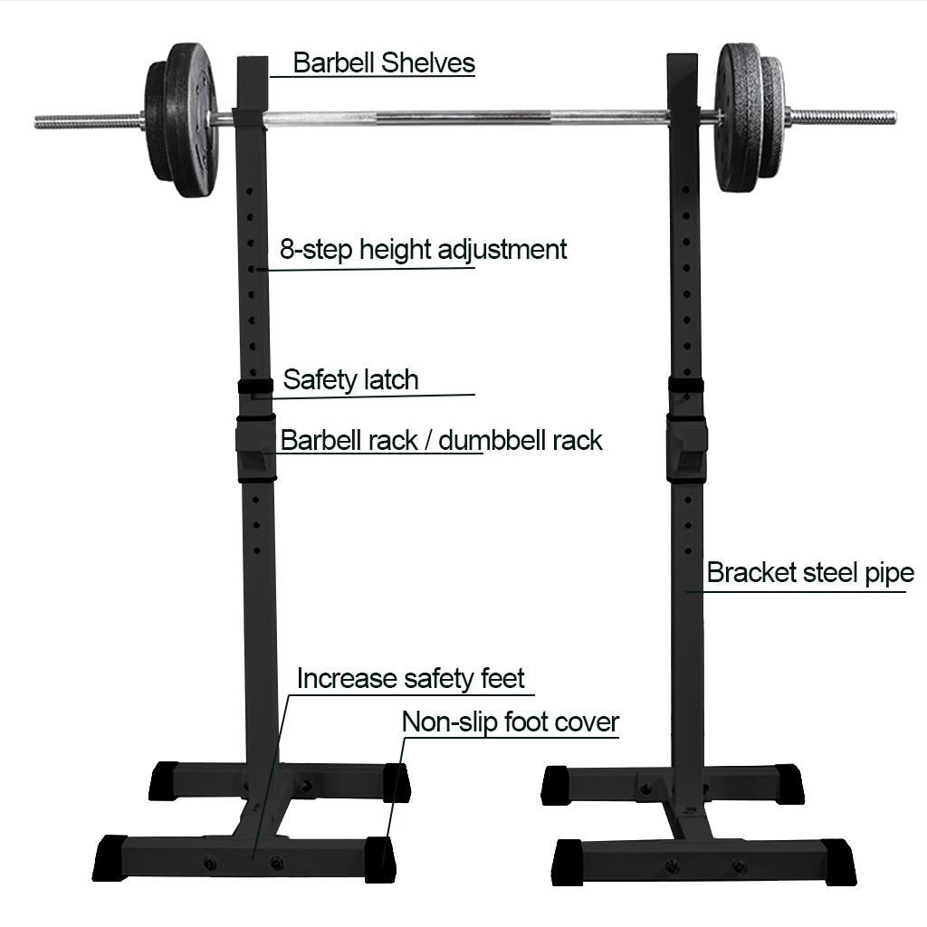 Adjustable Squat Rack Dipping Station Barbell Rack Dip Stand Fitness Bench