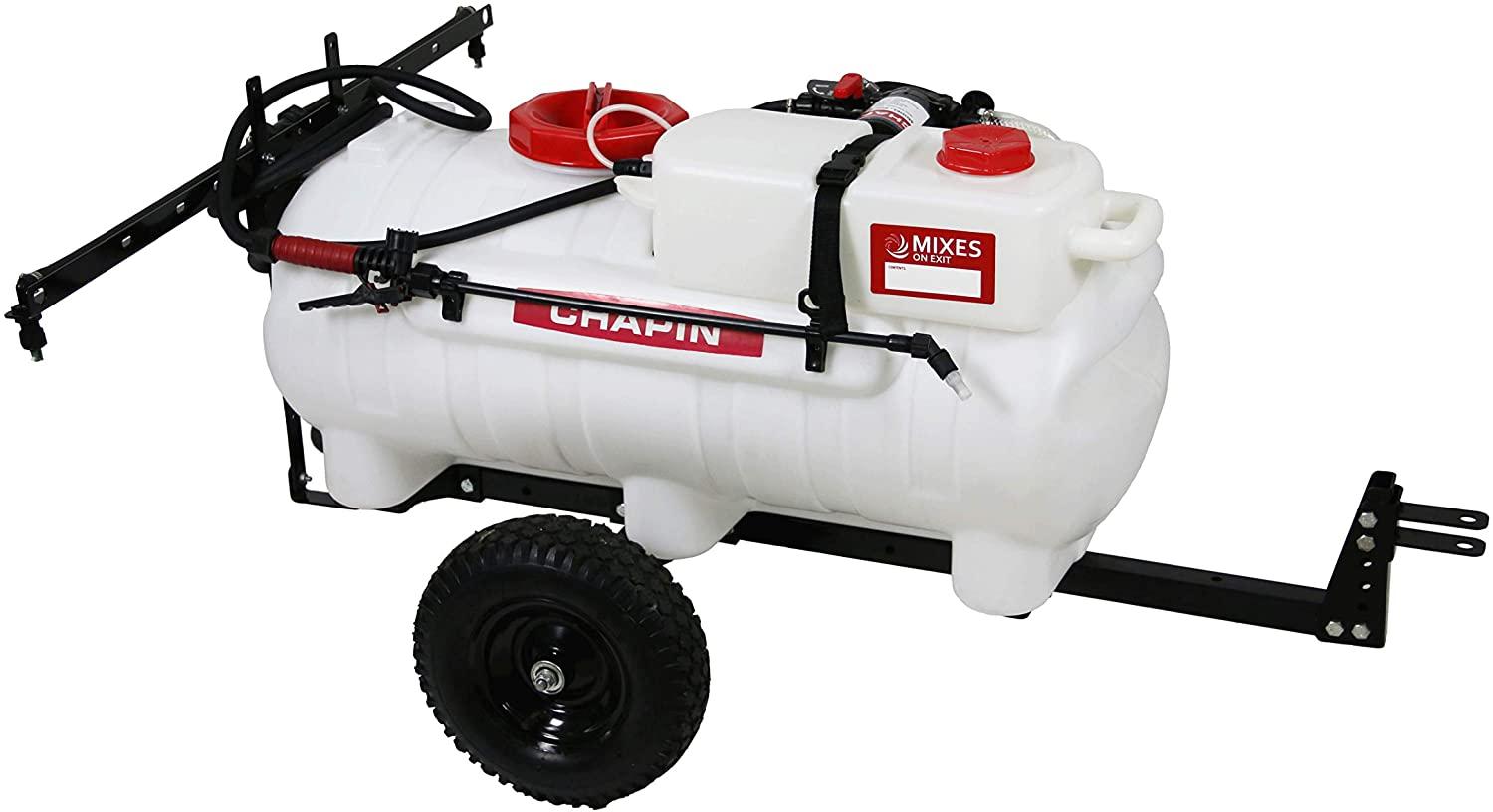 Chapin International. 97761 Chapin Presents The First-Ever Clean-Tank Tow Behind Spraying System, 25-Gallon Sprayer, Translucent White