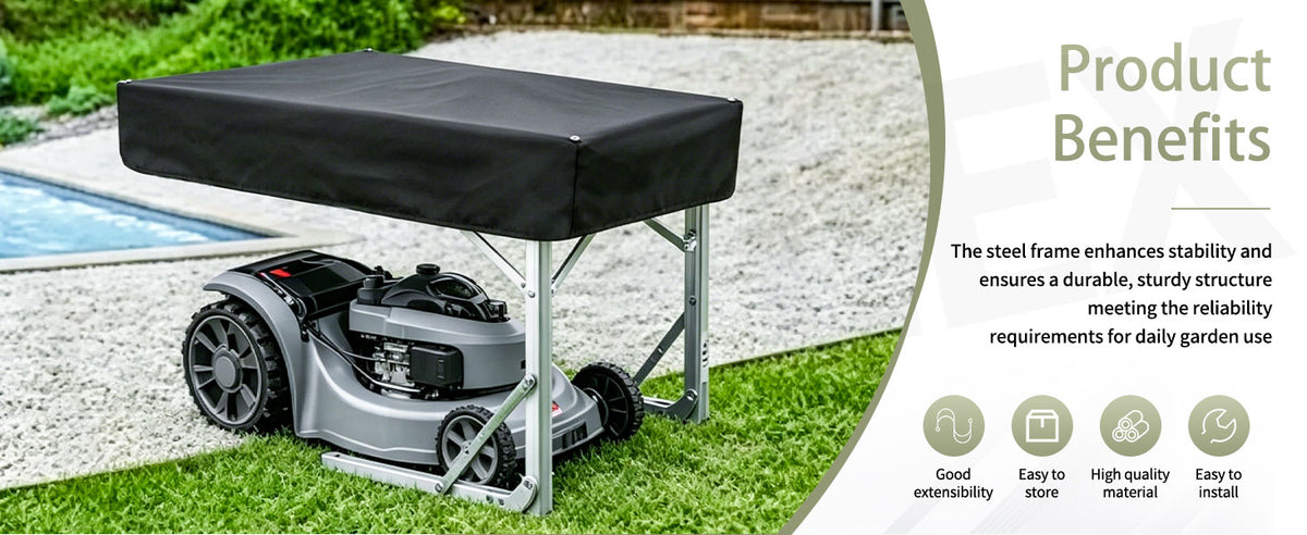 Robot Lawn Mower Garage, Waterproof Outdoor Shelter &amp; Carport for Most Robotic Mowers, Universal Easy Setup Rain Protection Panel Awning Shed, 19" W x 30" L x15.7 H