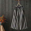 casual retro cotton linen stripe wide-leg pants