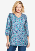 perfect printed three-quarter sleeve v-neck tee