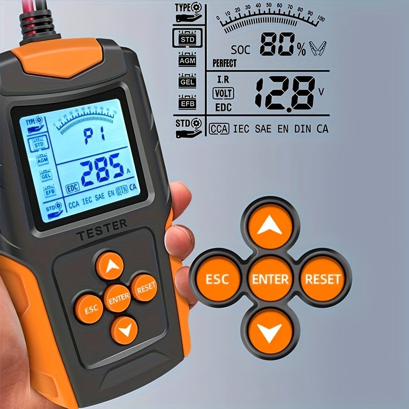 12V/24V Automotive Battery & Alternator Tester - Digital Analyzer for Cran& Charging Systems - Test Ran3Ah - 200Ah