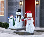 52 Inch Tall - 3 Piece Pre-Lit LED Christmas Snowman Family - Pre-Lit with 260 Lights