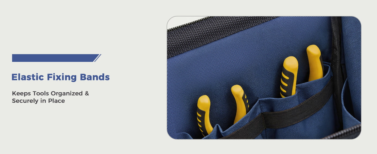 16-Inch Heavy Duty Tool Bag, 22 Pockets Empty Tool Box Organizer Storage, Soft Tote Toolbox Organization Portable Handle Carrying Work Toolbag for Electrician Mechanic, Dad Men Gifts, Blue