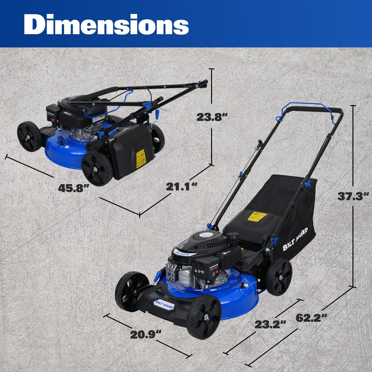 21 Inch Lawn Mower Gas Powered, 4-Cycle 144cc Engine, 3-in-1 Push Lawnmower with Bagging, Mulching &amp; Side Discharge, Adjustable 8-Positions Cutting Height, Easy Start