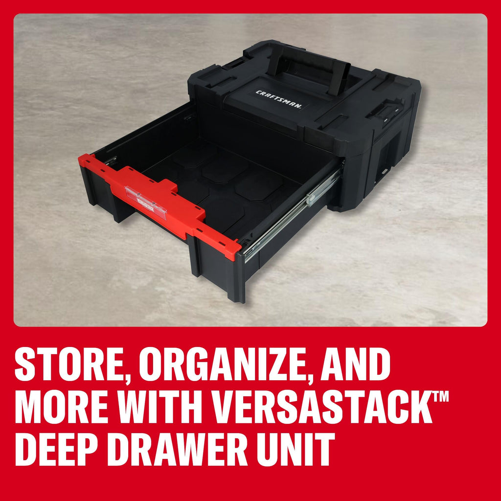 VERSASTACK Tool Box, 16.9 In. Single Deep Drawer Plastic Tool Box Organizer, Heavy Duty 16.5 Lb. Load Capacity (CMST17803)