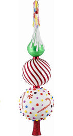 Glitterazzi Candy Theme Finial Polish Glass Christmas Tree Topper 16 Inch New