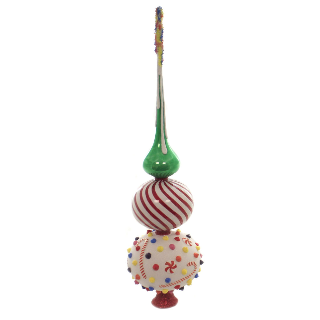 Glitterazzi Candy Theme Finial Polish Glass Christmas Tree Topper 16 Inch New