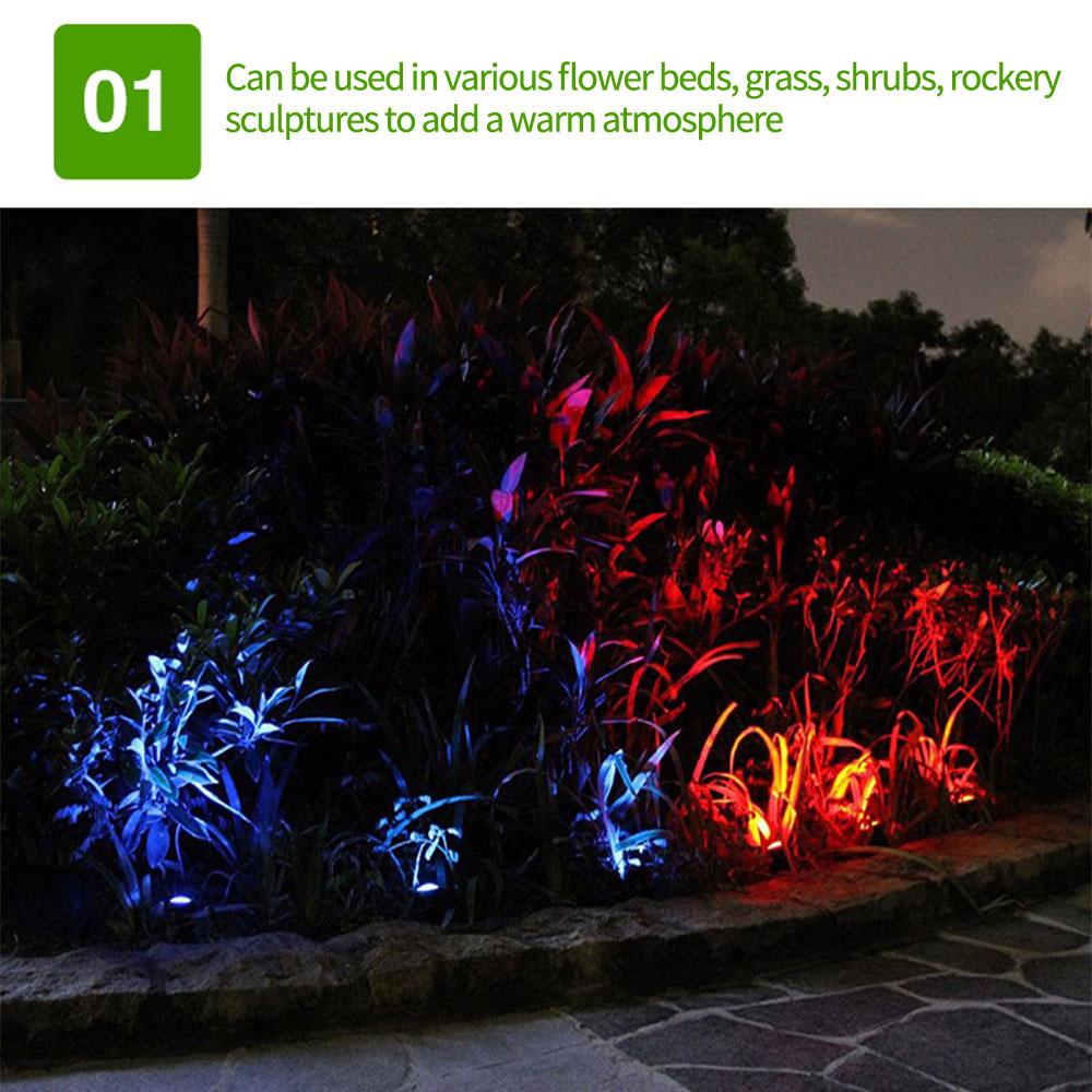okwish 5 pcs Waterproof LED Garden Solar Pathway Lights RGB ground plug Landscaping lawn light