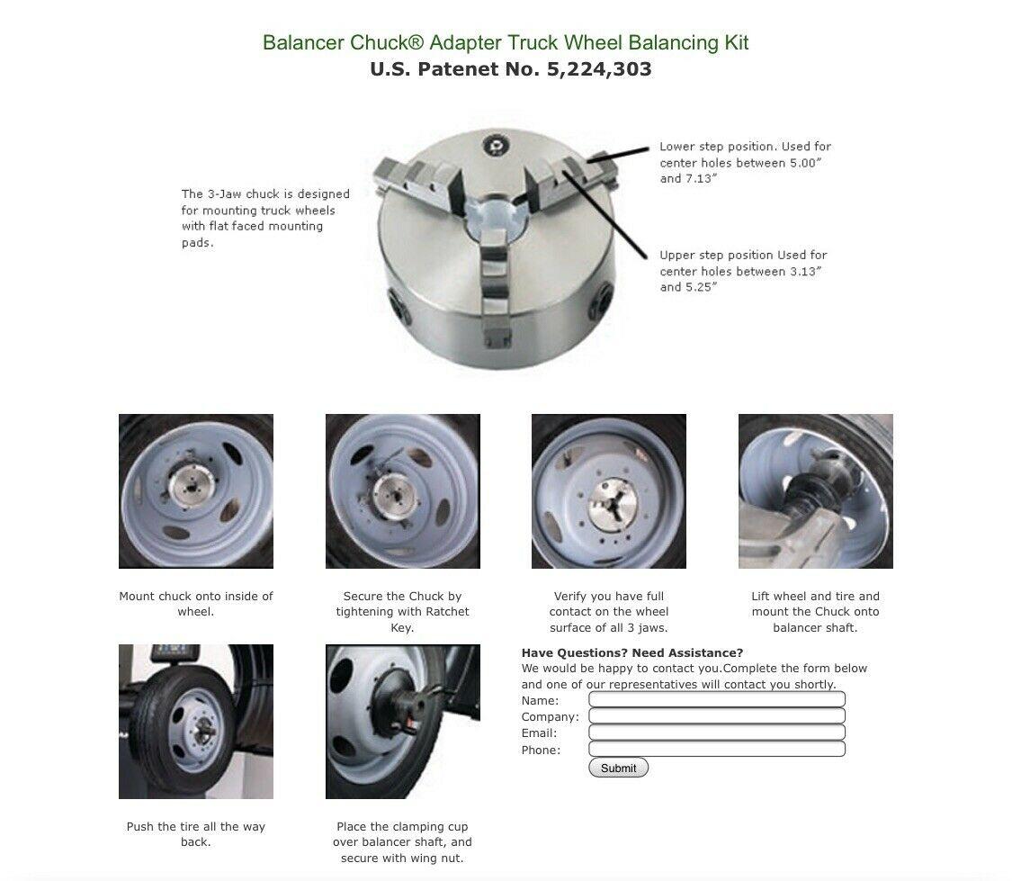 Wheel r 3 jaw Chuck for hub centric 19.5闁 and 22.5闁 truck wheels.