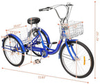 PEXMOR Adult Tricycle 7 Speed 3 Wheel Trike Bike Cruiser with 26" Big Wheels LarFront and Rear Basket Hold Vegetables Fruits for Recreation, Shopping, Picnics Exercise Men's Women's Bike