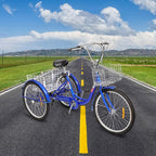 PEXMOR Adult Tricycle 7 Speed 3 Wheel Trike Bike Cruiser with 26" Big Wheels LarFront and Rear Basket Hold Vegetables Fruits for Recreation, Shopping, Picnics Exercise Men's Women's Bike