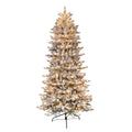 Puleo International 7.5 ft. Pre-Lit Flocked Slim Fraser Fir Artificial Christmas Tree with 500 UL-Listed Clear Lights