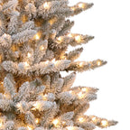 Puleo International 7.5 ft. Pre-Lit Flocked Slim Fraser Fir Artificial Christmas Tree with 500 UL-Listed Clear Lights