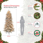 Puleo International 7.5 ft. Pre-Lit Flocked Slim Fraser Fir Artificial Christmas Tree with 500 UL-Listed Clear Lights