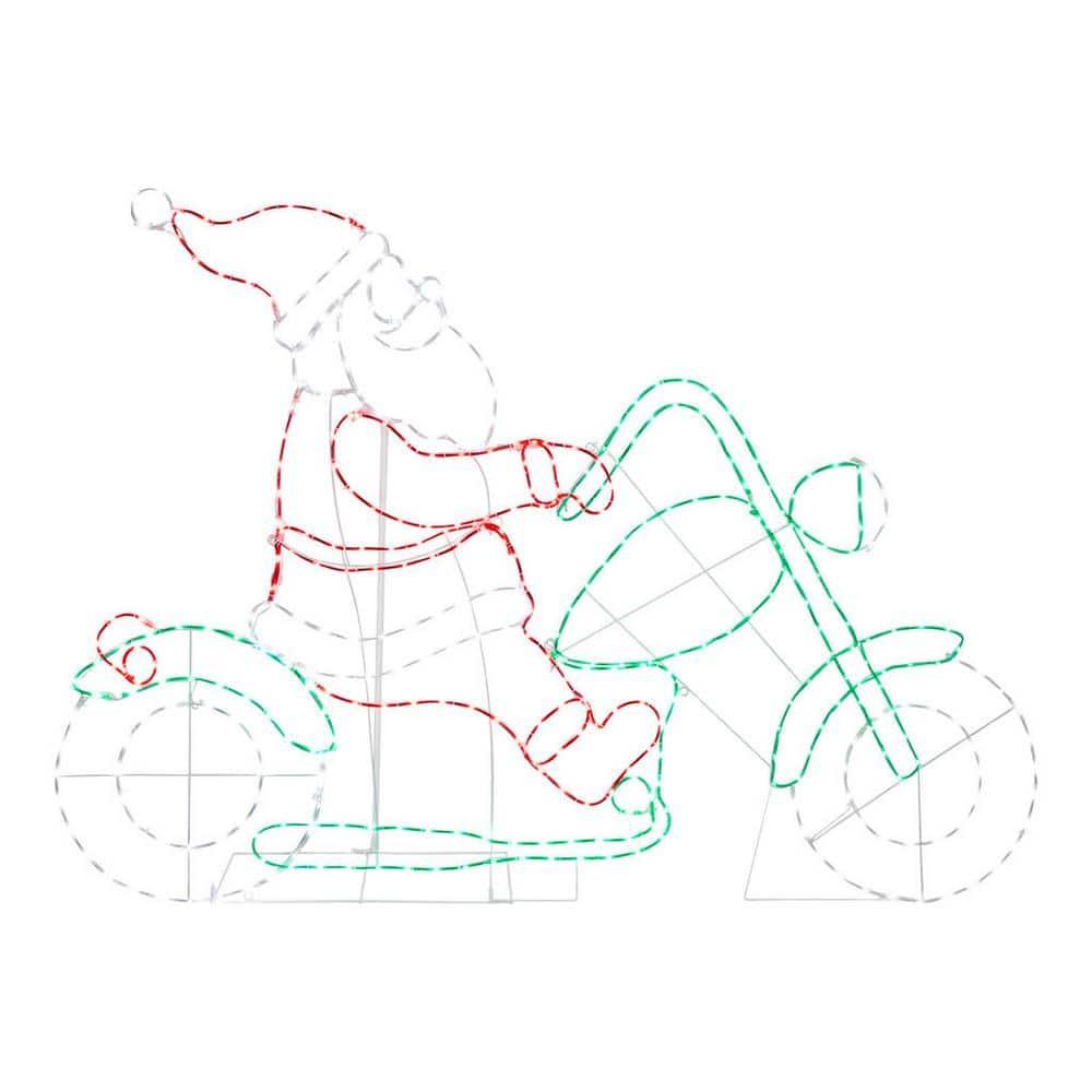 4 ft Silhouette Motorcycle Santa Holiday Yard Decoration