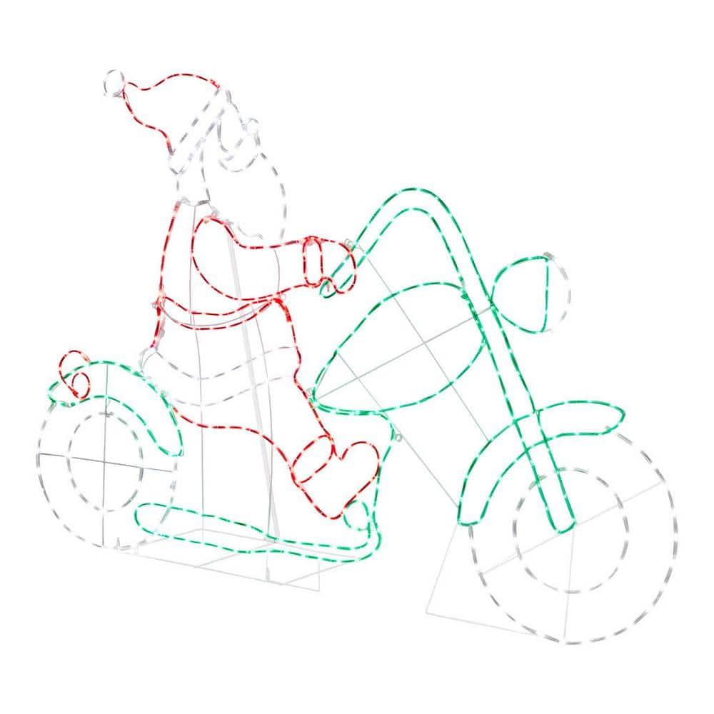 4 ft Silhouette Motorcycle Santa Holiday Yard Decoration