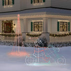 4 ft Silhouette Motorcycle Santa Holiday Yard Decoration