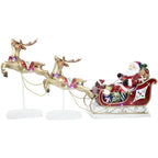 Fraser Hill Farm Indoor/Outdoor Oversized Christmas Decor with Long-Lasting LED Lights, Santa Sleigh and Flying Reindeer 3-Piece Set