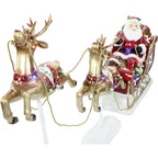 Fraser Hill Farm Indoor/Outdoor Oversized Christmas Decor with Long-Lasting LED Lights, Santa Sleigh and Flying Reindeer 3-Piece Set
