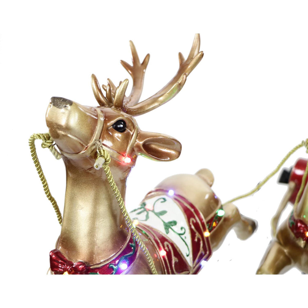 Fraser Hill Farm Indoor/Outdoor Oversized Christmas Decor with Long-Lasting LED Lights, Santa Sleigh and Flying Reindeer 3-Piece Set